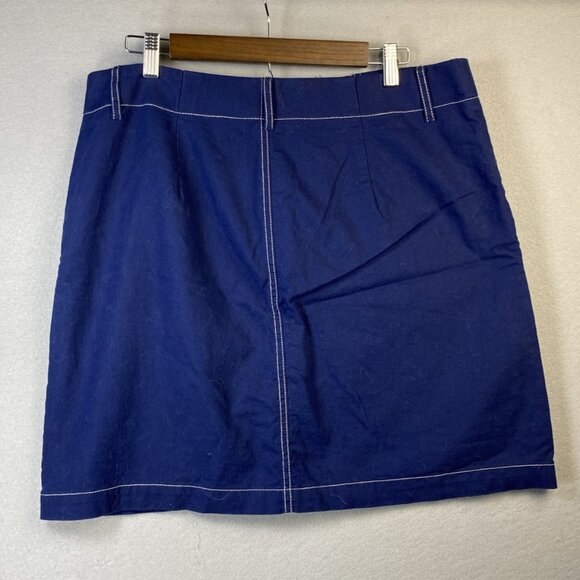 J.Crew Skirt Womens Size 14 Linen Cotton Blue Pockets Knee Length Academia Study - Picture 8 of 11